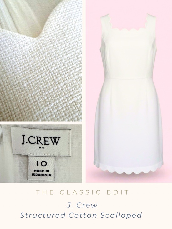 J. Crew Dresses & Skirts - J.Crew White Scalloped Dress Size 10 | Structured Cotton, Lined, Tailored Shift